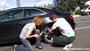 Horny old protest Amanda stalled car premise fuck on